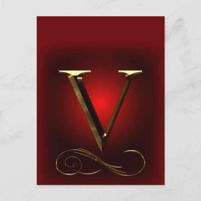 VIP Gold “V” monogram in red and black Postcard (Front)