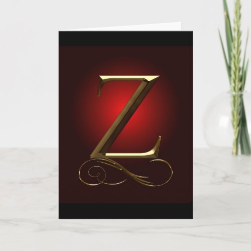 VIP Gold Z monogram in red and black Note Card