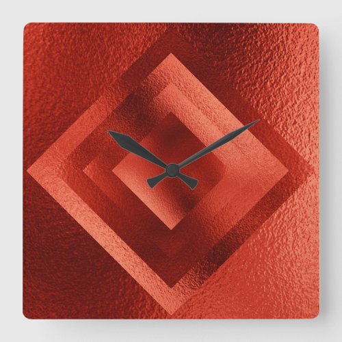 Vip Golden Red Grungy Shiny Geometric Clock