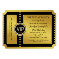 VIP Golden Ticket Birthday Party Invitation