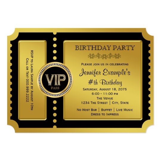 vip golden ticket birthday party invitation zazzle com