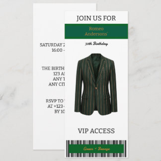 VIP Green Bronze Suit 30th Birthday Invitation