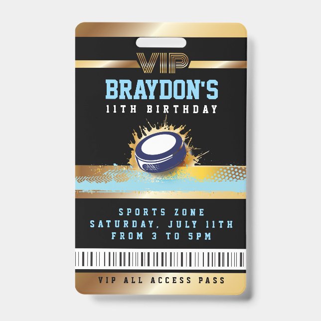VIP Hockey ALL ACCESS Gold Pass Badge (Front)