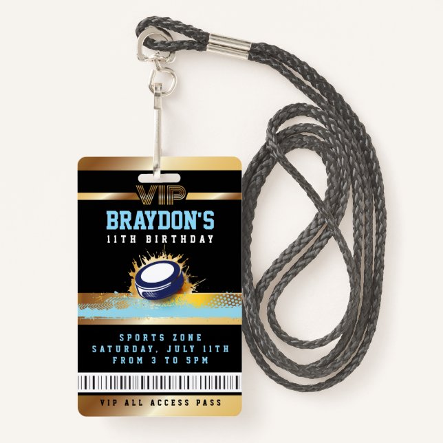 VIP Hockey ALL ACCESS Gold Pass Badge (Front with Lanyard)