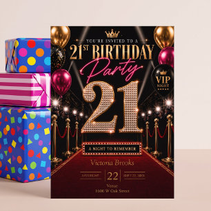 VIP Hollywood Red Carpet 21st Birthday Party Invitation