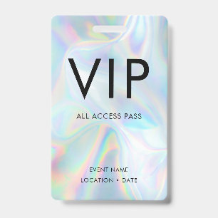VIP Holographic Background Simple Font Badge