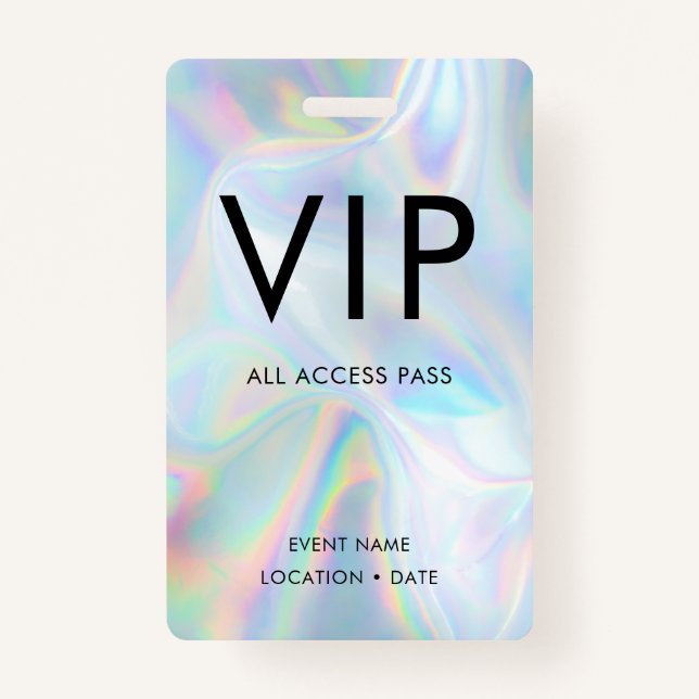 VIP Holographic Background Simple Font Badge (Front)