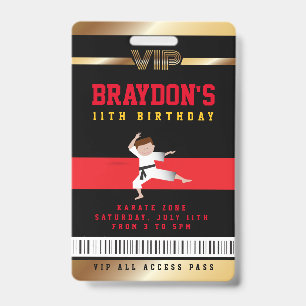 VIP Karate Birthday ALL ACCESS Gold Pass Badge