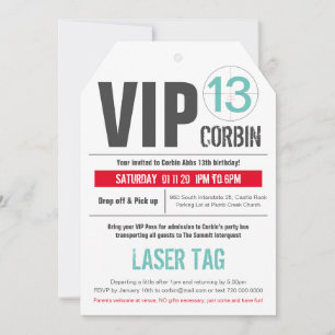 VIP LASER TAG invitation