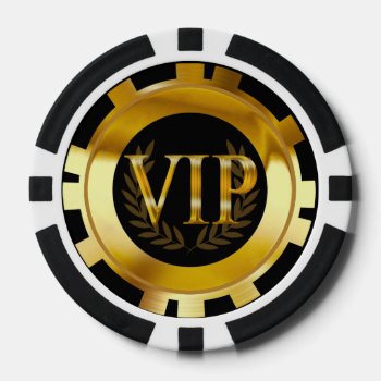 Vip Laurel Wreath Las Vegas Gold Black Poker Chips by glamprettyweddings at Zazzle