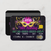 VIP Masquerade Birthday Credit Card Invitations (Front/Back)
