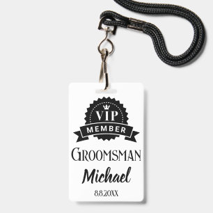vip member groomsman personalized wedding badge