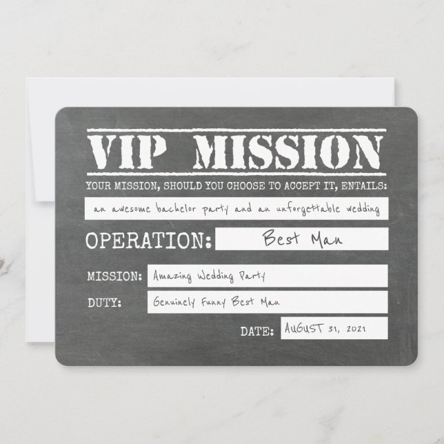 Vip Mission Funny Best Man Proposal Invitation (Front)
