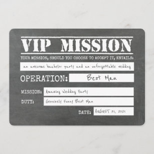 Vip Mission Funny Best Man Proposal Invitation