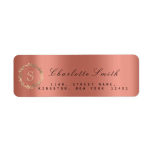 VIP Monogram Wreath RSVP Gold Black Rose Coral Label
