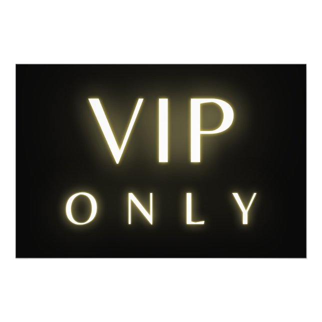 Vip only neon glowing luxe text design photo print (Front)
