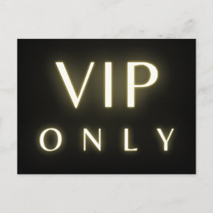 Vip only neon glowing luxe text design postcard