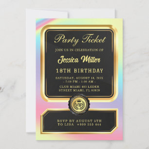 VIP Party Ticket Birthday Invitation