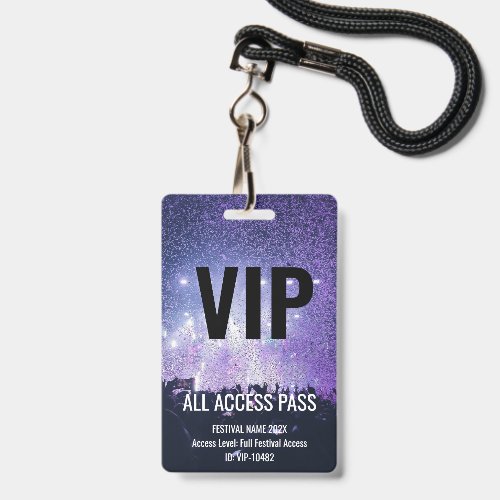 VIP Pass All Access Music Festival Concert Black Badge