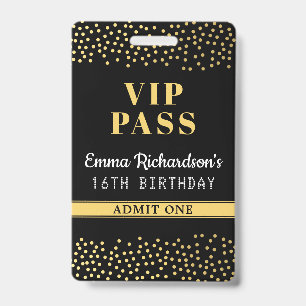 VIP Pass Birthday Invitation Badge