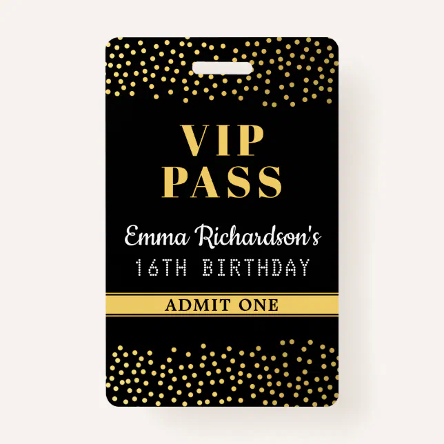VIP Pass Birthday Invitation Badge | Zazzle