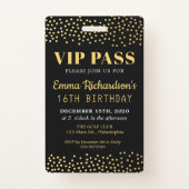 VIP Pass Birthday Invitation Badge (Back)