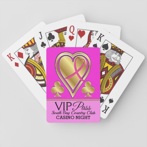 VIP PASS _ Casino _ Pink Ribbon_ Playing Cards