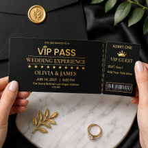 Vip Pass Elegant Wedding Exclusive Access Golden