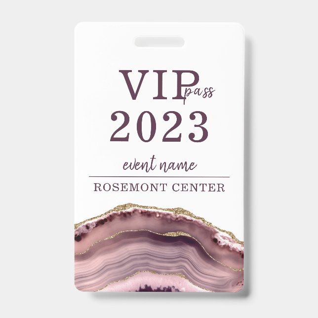 VIP Pass Event Name Exhibit Badge (Front)