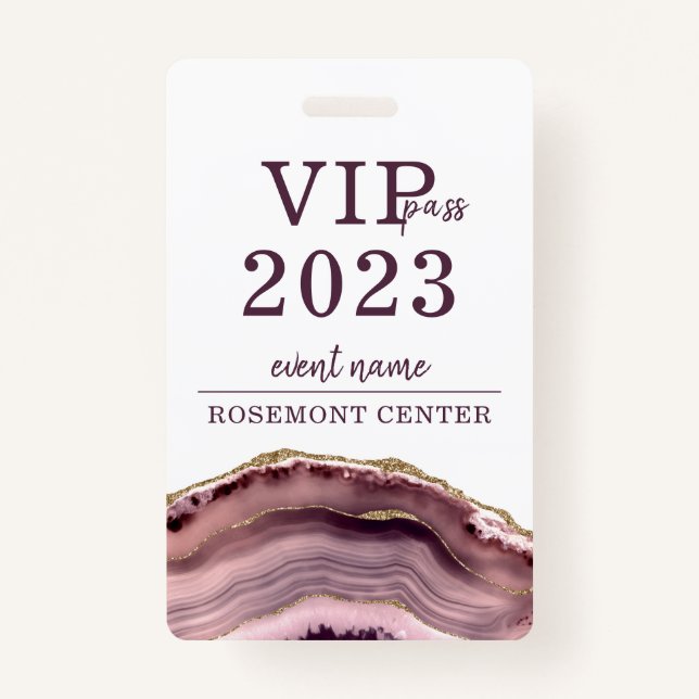 VIP Pass Event Name Exhibit Badge (Front)