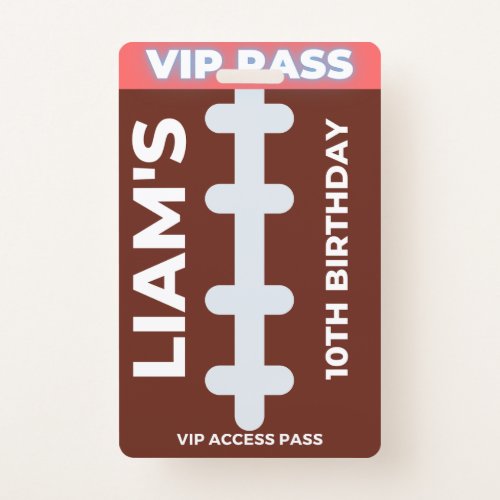 VIP Pass Football Birthday Party Badge