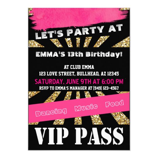 vip pass girls dance party sleepover teenage girl invitation teenage sleepover invitations