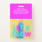 VIP Pass Glow In Dark Party UNIQUE INVITATION IDEA Badge (Back)