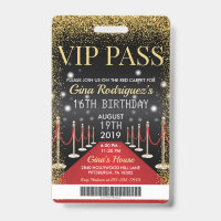 VIP Pass Hollywood Red Carpet Birthday Invitation