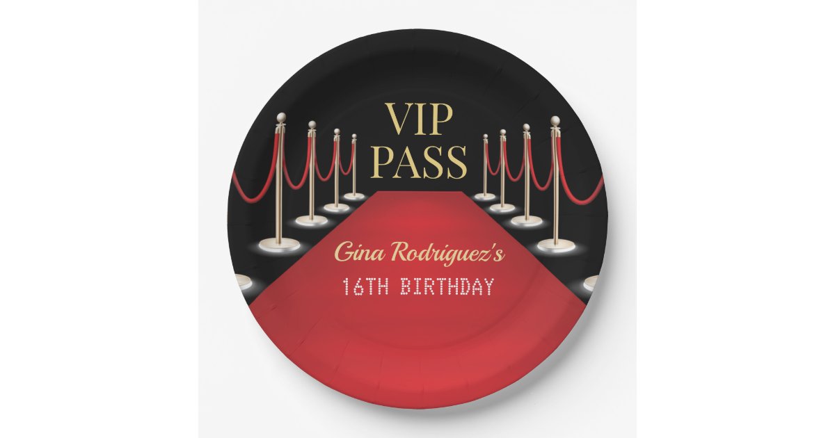 VIP Pass Hollywood Red Carpet Birthday Paper Plates
