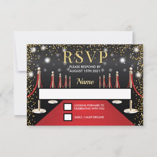 VIP Pass Hollywood Red Carpet Birthday RSVP Card