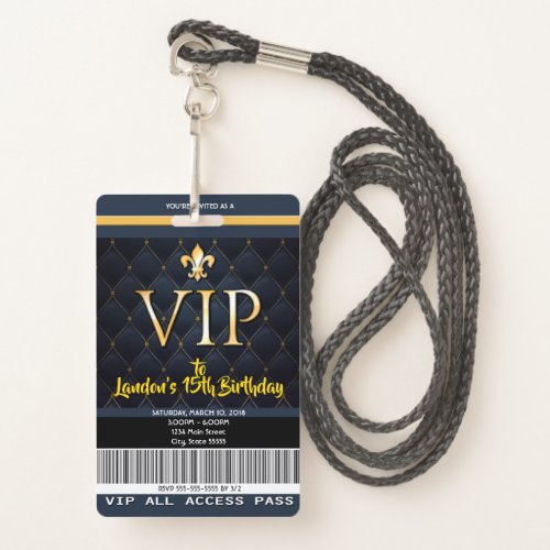 VIP Pass Invitation for Birthdays or Special Event Badge