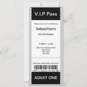 VIP Pass Party Admission Ticket Invitation