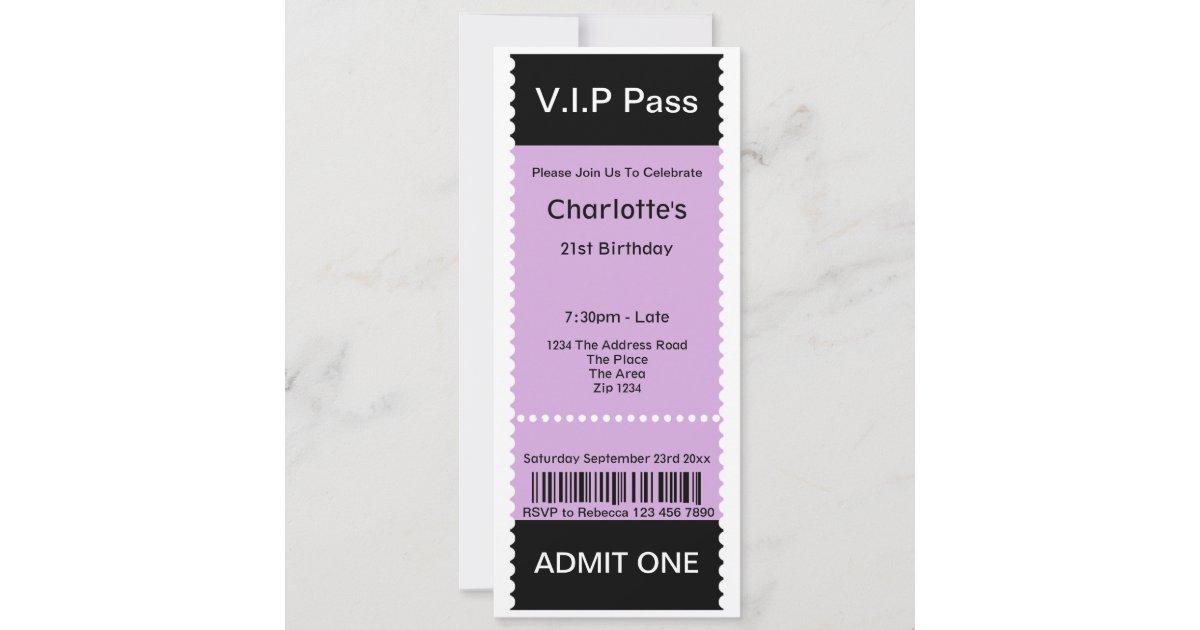 VIP Pass Party Admission Ticket Invitation | Zazzle