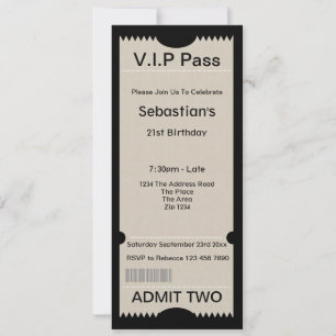 VIP Pass Party Admission Ticket Invitation