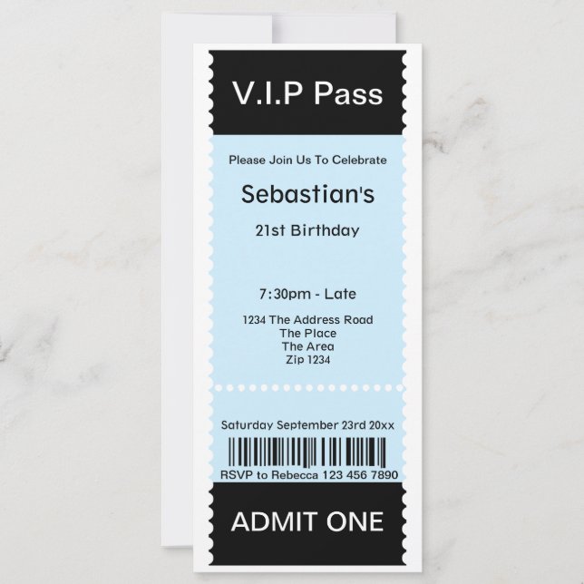 VIP Pass Party Admission Ticket Invitation (Front)