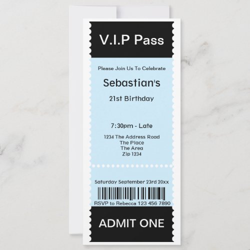 VIP Pass Party Admission Ticket Invitation