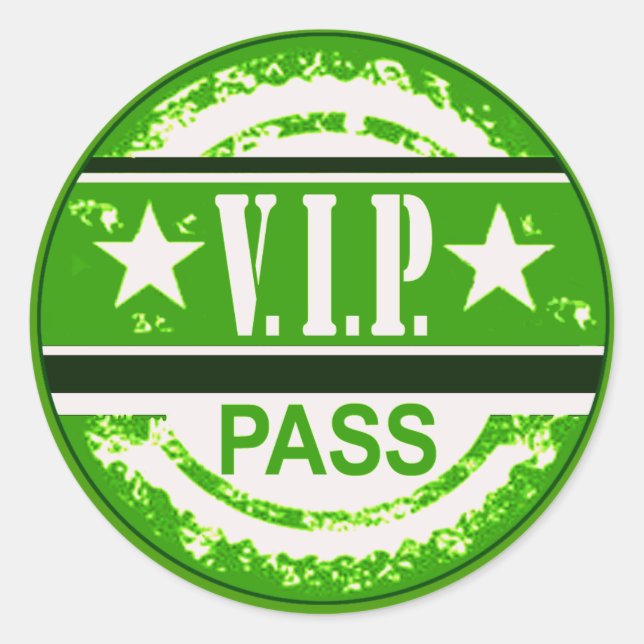 VIP Pass Party Sticker (green) (Front)