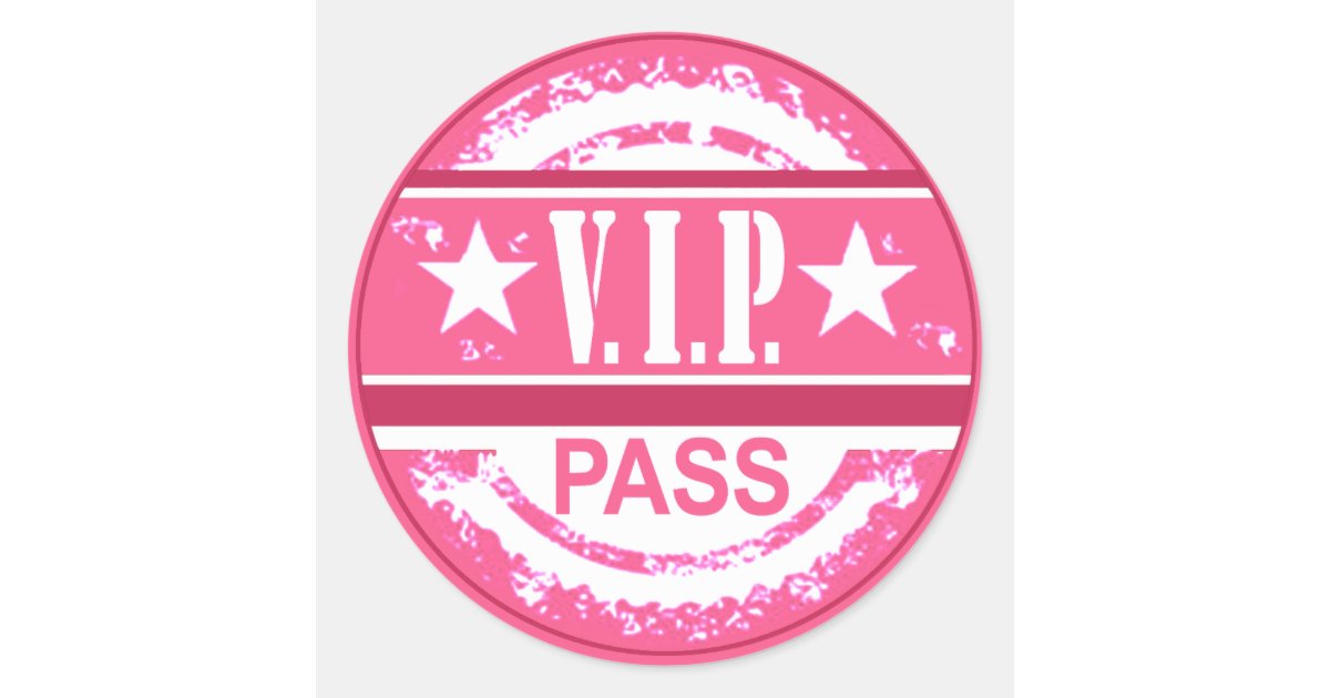 VIP Pass Party Sticker (pink) | Zazzle