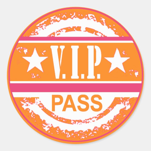 VIP Pass Party Sticker (pumpkin hot pink) (Front)