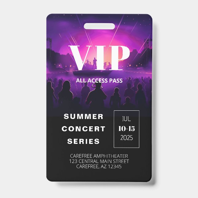 VIP Pass QR Code Concert Badge (Front)