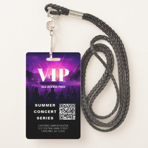 VIP Pass QR Code Concert Badge