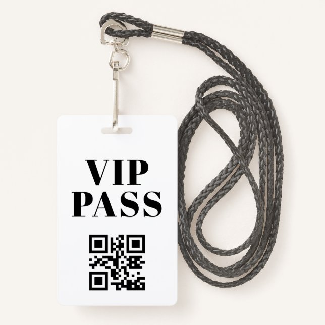 vip pass qr code minimalist modern badge (Front with Lanyard)