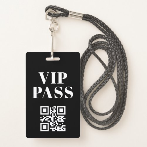 vip pass qr code minimalist modern black white badge