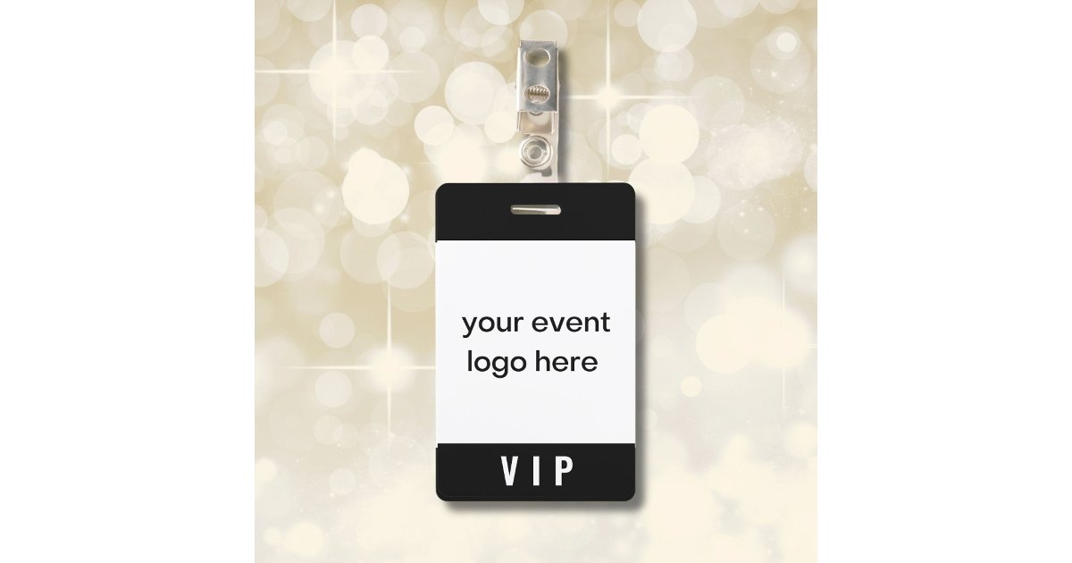 VIP Pass Simple Black and White Badge | Zazzle